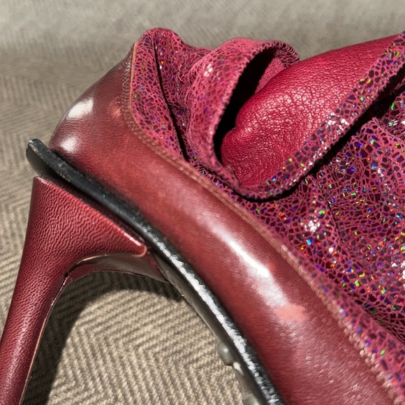 Diesel Burgundy Leather Pointy Toe Stiletto Ankle Booties - Picture 12 of 12